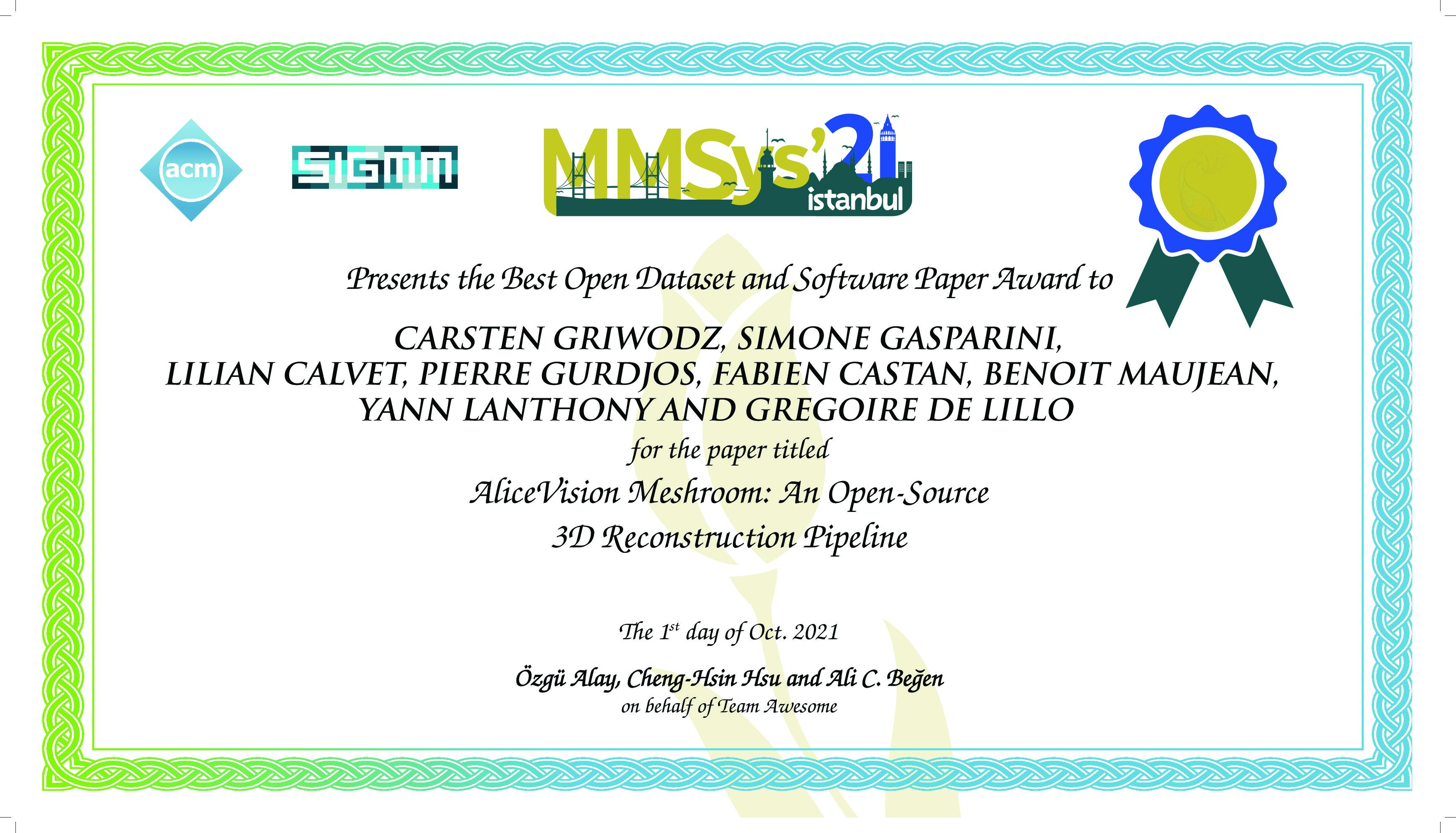 Best Paper Award at MMSys 2021
